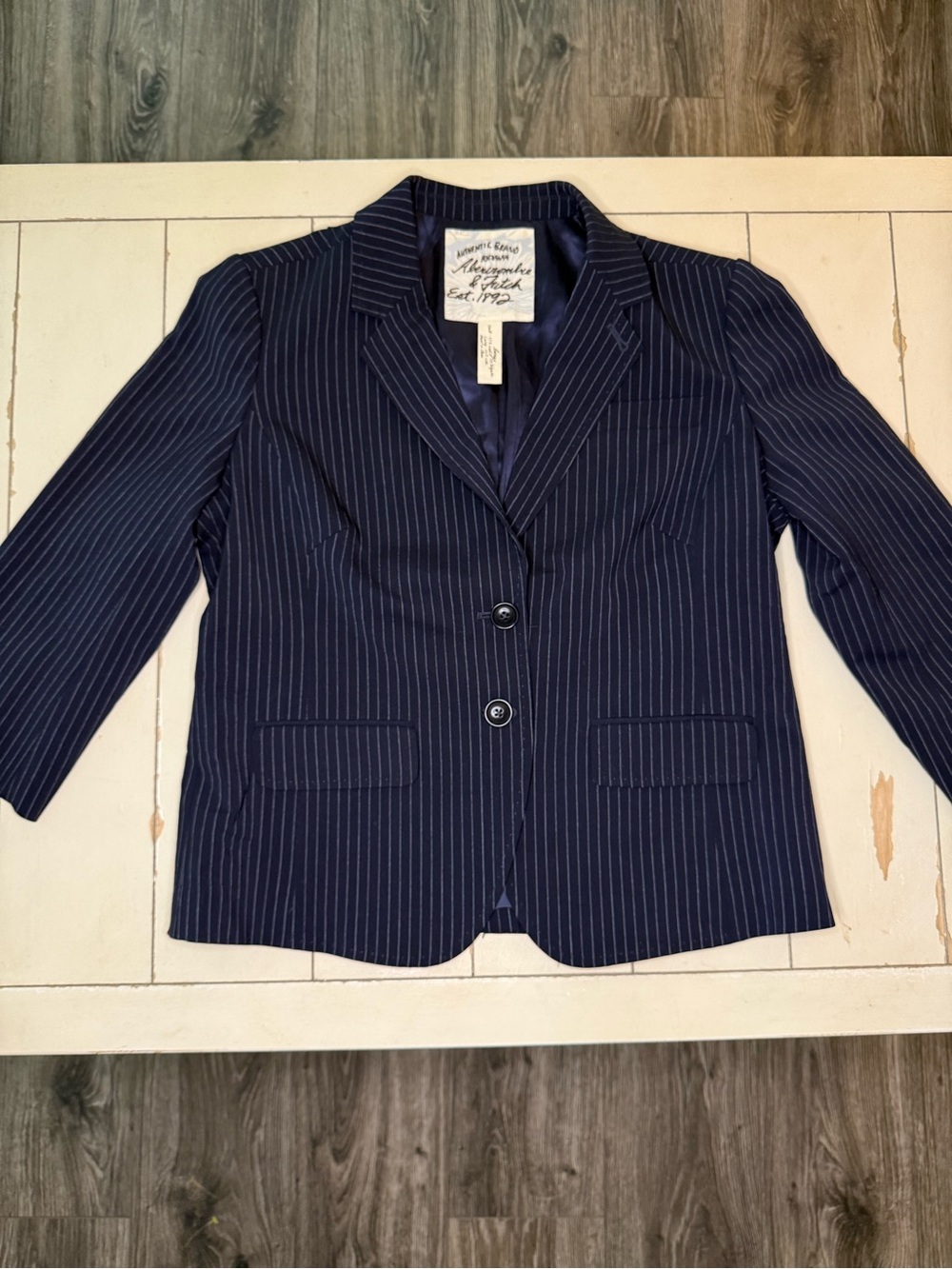 Navy Pinstripe Women's Blazer - Abercrombie & Fitch